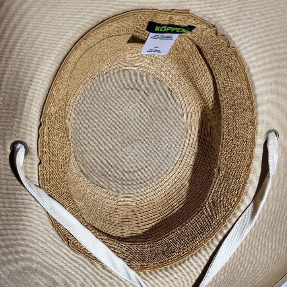 Koppen Wide Brim Straw Hat S/M Unisex Outdoor Sun with Chin Strap - Picture 7 of 10